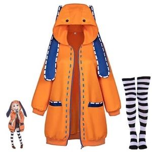 Cosplay Zipper Anime Long Coat Hoodies Bunny Hooded Sweatshirt for Women,M